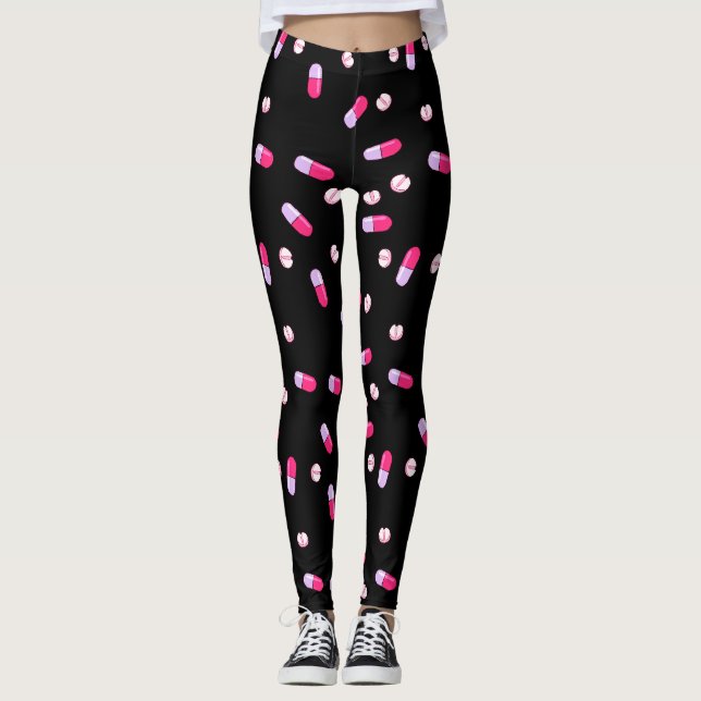 Nehmen Sie Ihre Medizin-Leggings (Schwarzes) Leggings (Vorderseite)