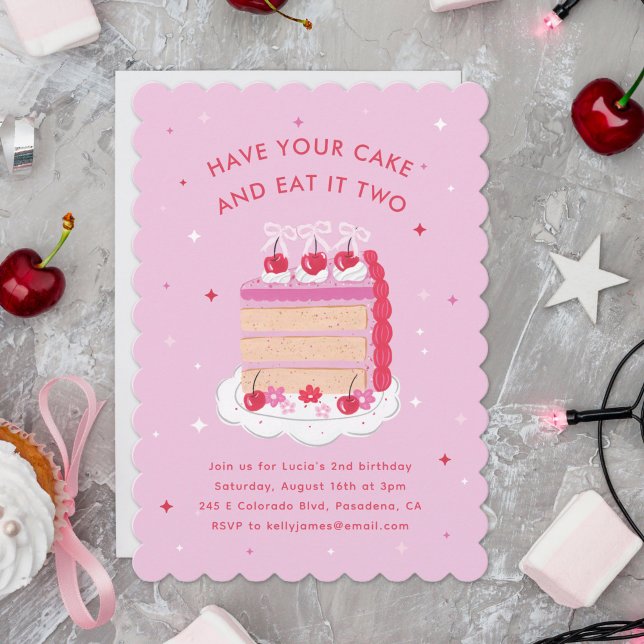 Nehmen Sie Ihren Kuchen und essen Sie ihn am 2. Ge Einladung (Have your cake and eat it two birthday party invitation)