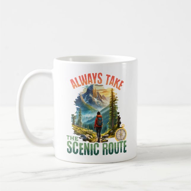 Nehmen Sie immer den landschaftlichen Weg ein Kaffeetasse (Links)