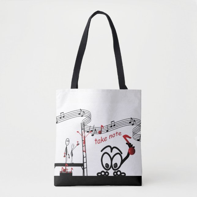 Nehmen Sie Note Music Teacher Funny Stickman Tote  Tasche (Vorderseite)