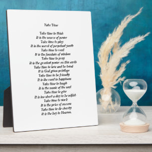 Nehmen Sie Zeit Gedicht Plaque Fotoplatte