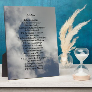 Nehmen Sie Zeit Gedicht Plaque Fotoplatte