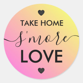 Nehmen Sie Zuhause S's mehr Liebe Pink Yellow Hear Runder Aufkleber