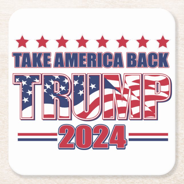 Nehmen wir Amerika zurück Trump 2024 Rechteckiger Pappuntersetzer (Vorderseite)
