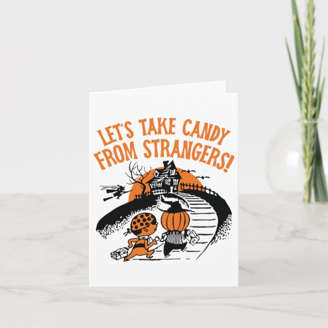 Nehmen wir Candy von Strangers Funny Halloween Bo Karte (Vorderseite)