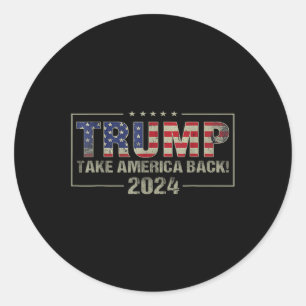 Nehmen wir die amerikanische Fahne Trump 2024 Men Runder Aufkleber