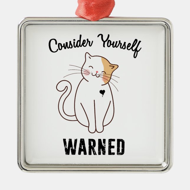 Nehmen wir Ihre selbst gewarnte böse Katze Ornament Aus Metall (Vorne)