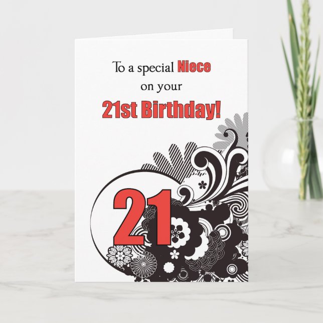 Neice, 21. Geburtstag Religiöse Wirbel Karte (Vorderseite)