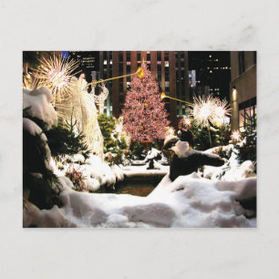 Neige au Rockefeller Center Carte postale Arbre de
