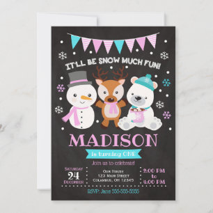Neige beaucoup amusant Anniversaire Invitation / F