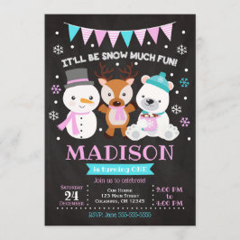Neige beaucoup amusant Anniversaire Invitation / F