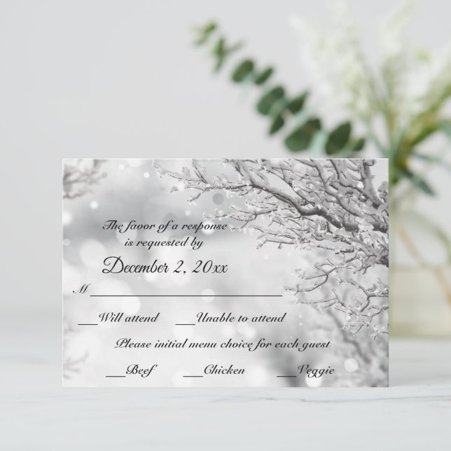 Neige et glace étincelantes Menu d'hiver + RSVP (Debout devant)