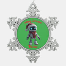 Joli robot Ornement encadré flocon de Noël de Noël