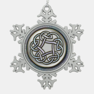 Neige Ornement celtique argenté de Noël de flocon de