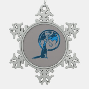 Neige Ornement de flocon d'étain bleu Wolf & Dragon