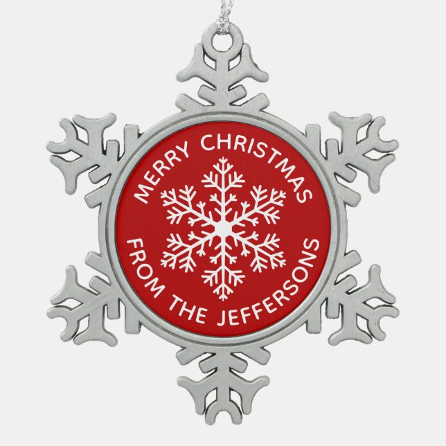 Neige Ornement de Noël du flocon rouge (Devant)