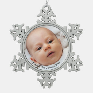 Neige Ornement de photo de Noël du bébé de flocon de
