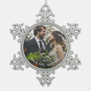 Neige Photo de mariage personnalisée Ornement de flocon 