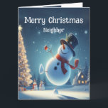 Neighbor Happy Snowman Hot Chocolate Weihnachten Karte<br><div class="desc">Niedlich Happy Snowman Heiße Schokolade Weihnachten für Ihren Nachbarn</div>