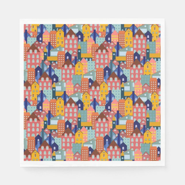 Neighborhood Block City Houses Pattern Serviette (Vorderseite)