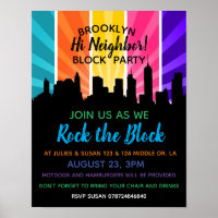 Neighborhood rock the block Block Party Invitation