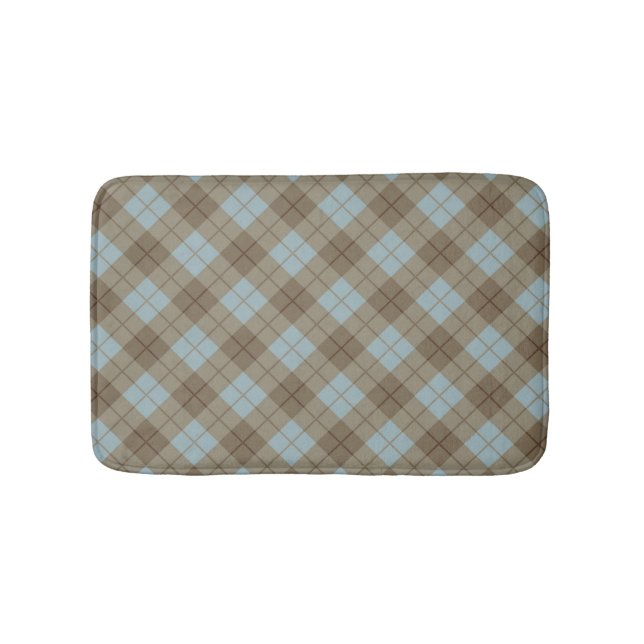 Neigung kariert im Blau und in Brown Badematte (Vorderseite)