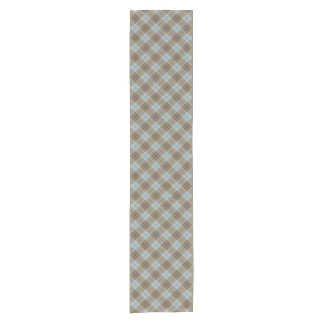 Neigung kariert im Blau und in Brown Kurzer Tischläufer (Vorderseite)