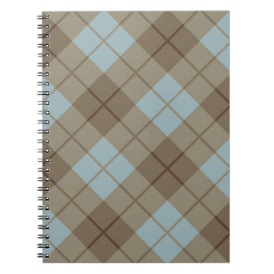 Neigung kariert im Blau und in Brown Notizblock