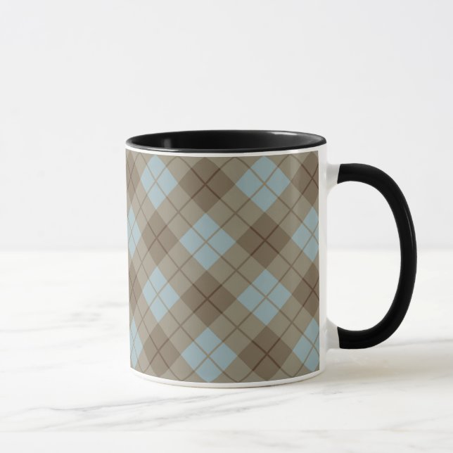 Neigung kariert im Blau und in Brown Tasse (Rechts)