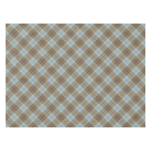 Neigung kariert im Blau und in Brown Tischdecke (Vorderseite (Horizontal))