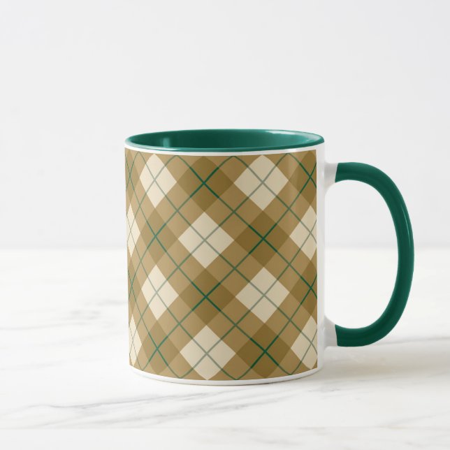 Neigung kariert im Gold mit grünem Streifen Tasse (Rechts)