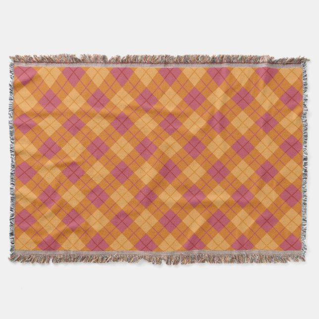 Neigung kariert in der Orange und im Rosa Decke (Vorderseite)