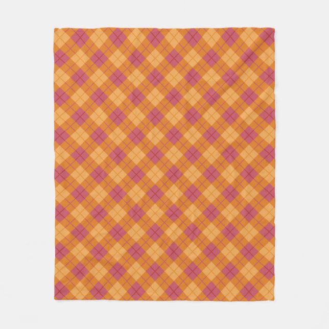 Neigung kariert in der Orange und im Rosa Fleecedecke (Vorderseite)