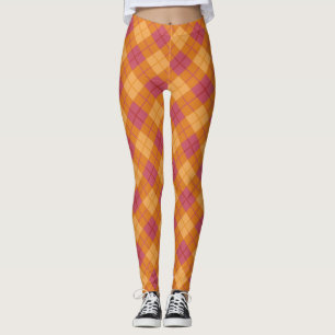 Neigung kariert in der Orange und im Rosa Leggings