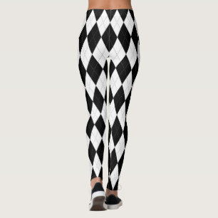 Neigungs-Schwarz-Rauten-weiße kleine Diamant-Form Leggings