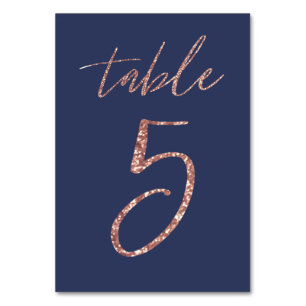 Nein, 5 - Glam Glitter Roségold und Blaue Hochzeit Tischnummer