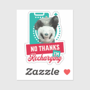 Nein danke, ich lade Panda Bear Cub Battery wieder Aufkleber