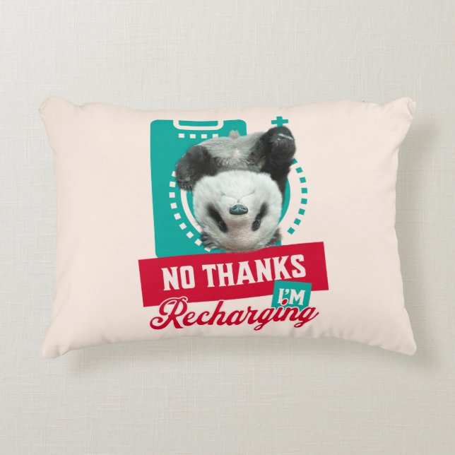 Nein danke, ich lade Panda Bear Cub Battery wieder Dekokissen (Vorderseite)