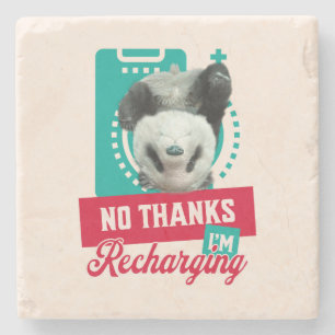 Nein danke, ich lade Panda Bear Cub Battery wieder Steinuntersetzer