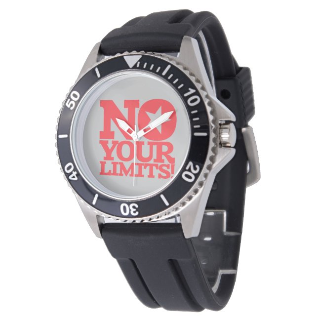 Nein, deine Grenzen! Roter Text Armbanduhr (Schrägansicht)