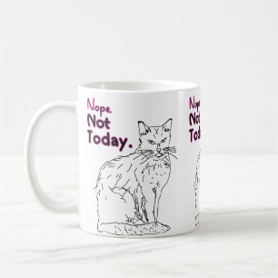 Nein, heute nicht, Katzenzeichnung Illustration Kaffeetasse