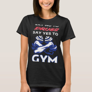 Nein zu Medikamenten sagen Ja zu Gymnastik Red Rib T-Shirt