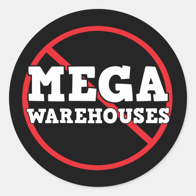 Nein zu Mega Warehouses Runder Aufkleber (Vorderseite)