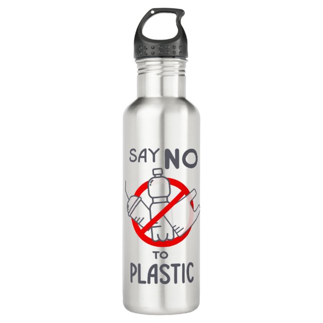 Nein zu Plastik Edelstahlflasche (Vorderseite)