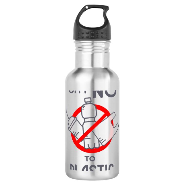 Nein zu Plastik Edelstahlflasche (Vorderseite)