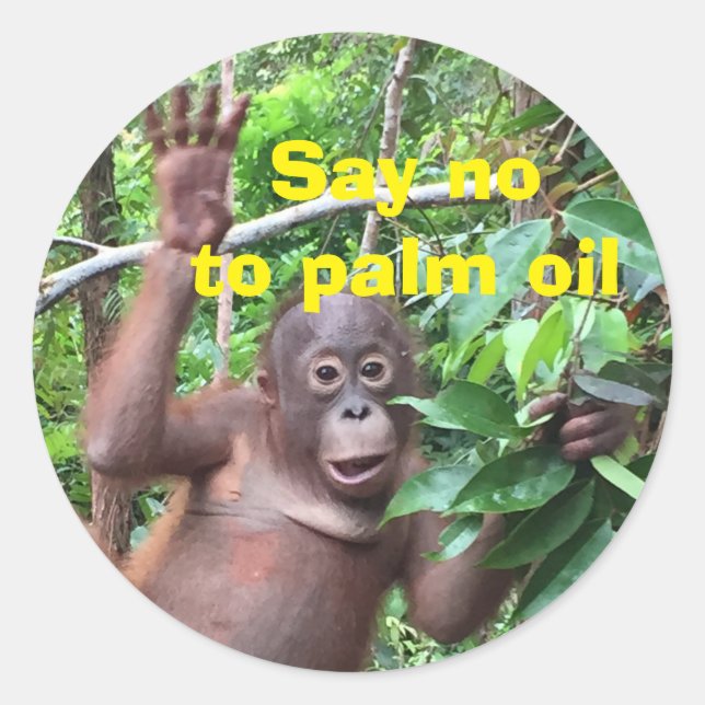 Nein zum Klimawandel bei Palm Runder Aufkleber (Vorderseite)