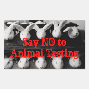 Nein zum Set "Animal Testing Bunnies Sticker" Rechteckiger Aufkleber