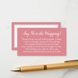 Nein zum Wrapping Baby Shooter Pink Gift Card Begleitkarte