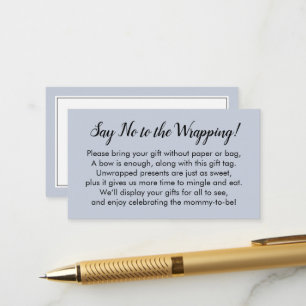 Nein zum Wrapping Baby Shower Dusty Blue Geschenk Begleitkarte