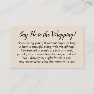 Nein zur Wrapping Baby Showcreme-Geschenkkarte Begleitkarte